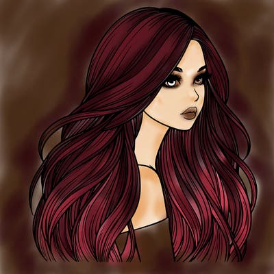 realistic girl with long realistic hair