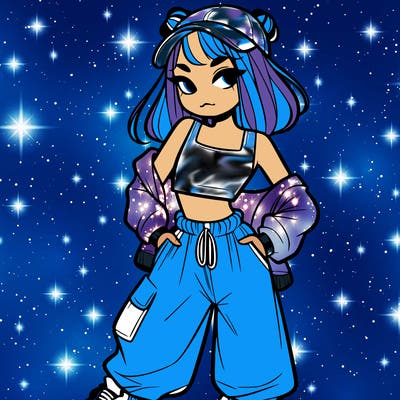 girl in crop top and baggy pants