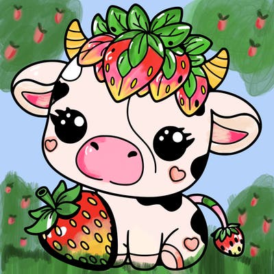 cute strawberry cow