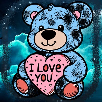 teddy bear holding an i love you heart