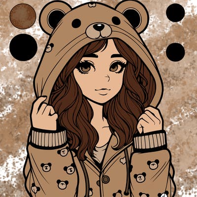 realistic girl in a animal pjs hoodie