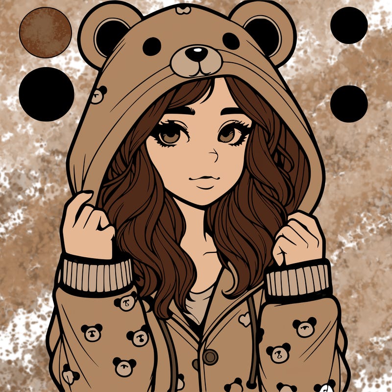 realistic girl in a animal pjs hoodie