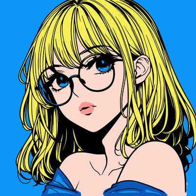 manga woman character with glasses and nice lips