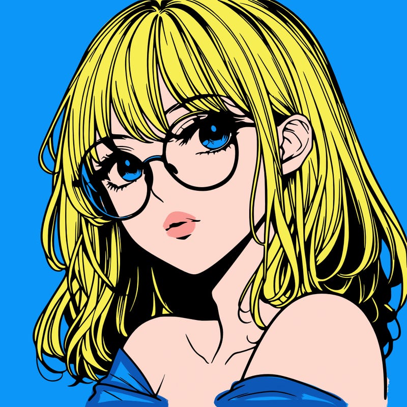manga woman character with glasses and nice lips