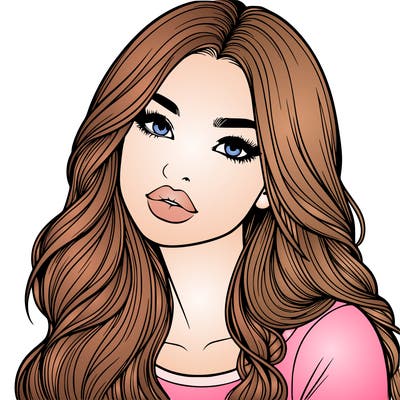 realistic girl with hair on her hair and lips