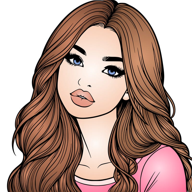 realistic girl with hair on her hair and lips