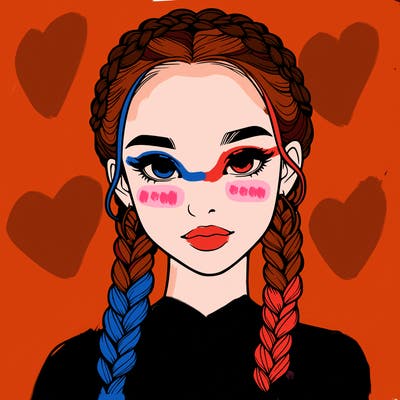 realistic girl with braids
