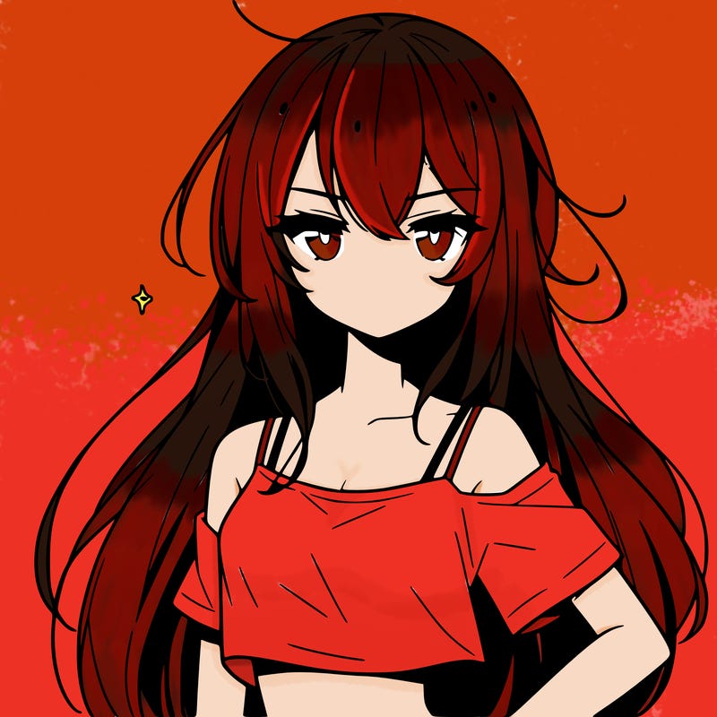 a cool anime girl with a crop top with long hair