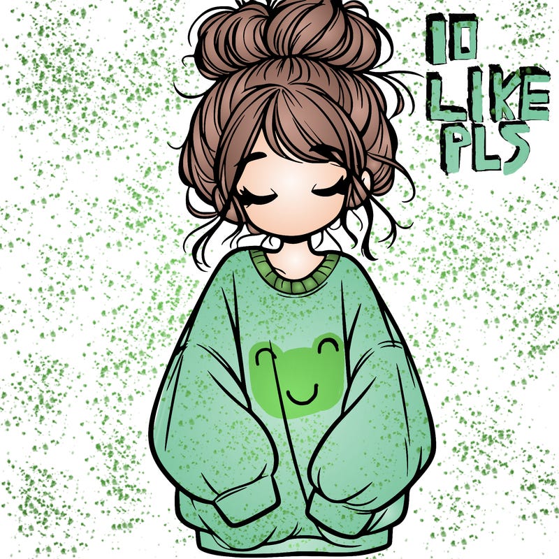 girl with baggy sweatshirt and messy bun