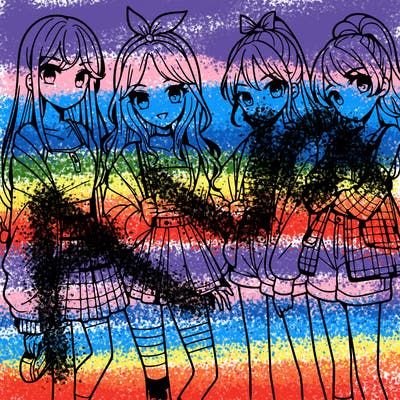 teen manga girls group of 4