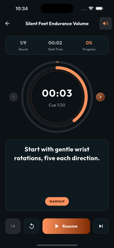Climbah: Bouldering & Climb AI - Interface of Climbah app showing a workout timer and warmup instructions for bouldering