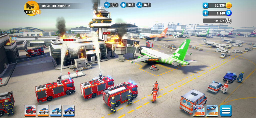 EMERGENCY HQ: firefighter game - Pompiers et unités de secours intervenant sur un incendie dans un aéroport (Centre des urgences)