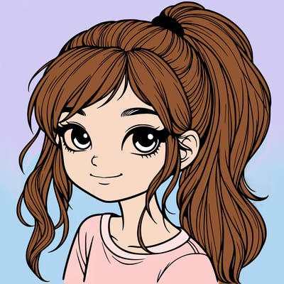 realistic girl with ponytail