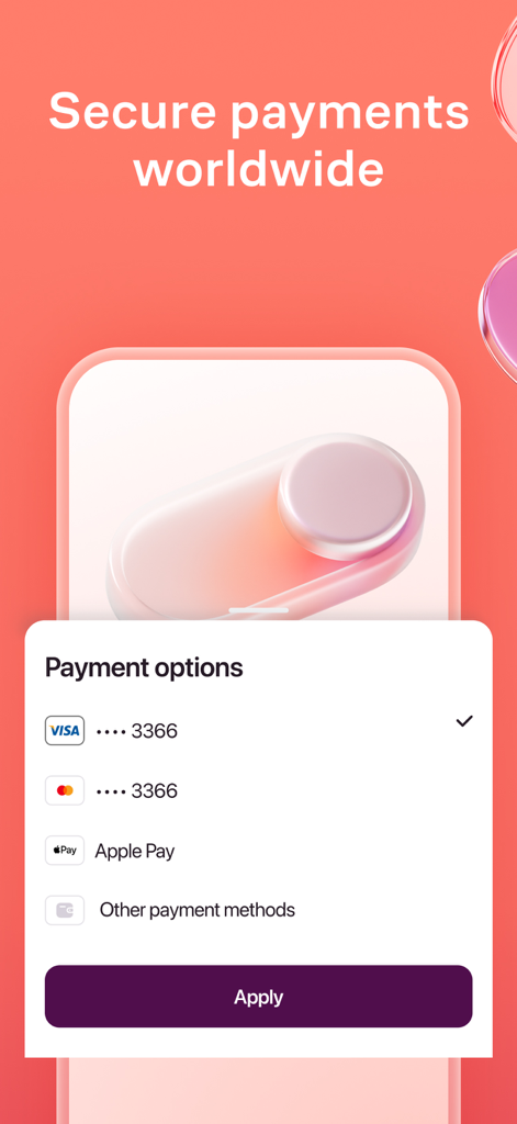 Flowwow: Shop Flowers & Gifts - Flowwow app screen displaying secure worldwide payment options including Apple Pay and credit cards