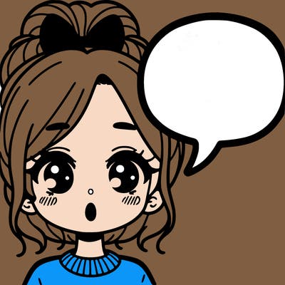 a girl with a word bubble by her mouth