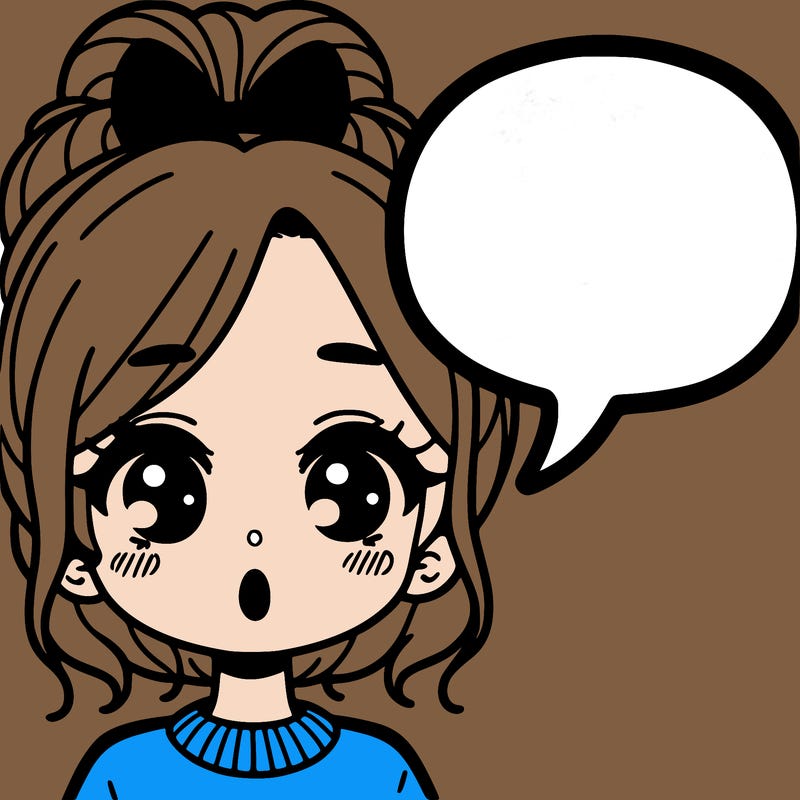 a girl with a word bubble by her mouth