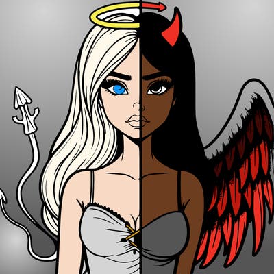 devil vs angel realistic girl