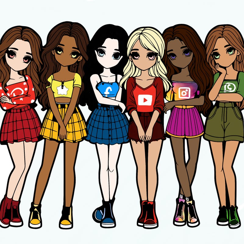 a group of girls realistic