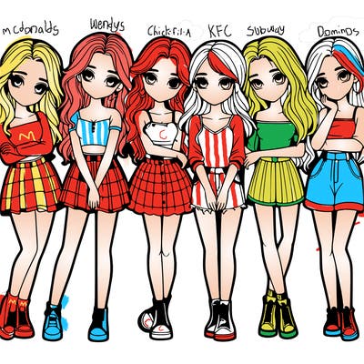 a group of girls realistic