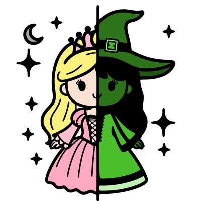 split princess and witch