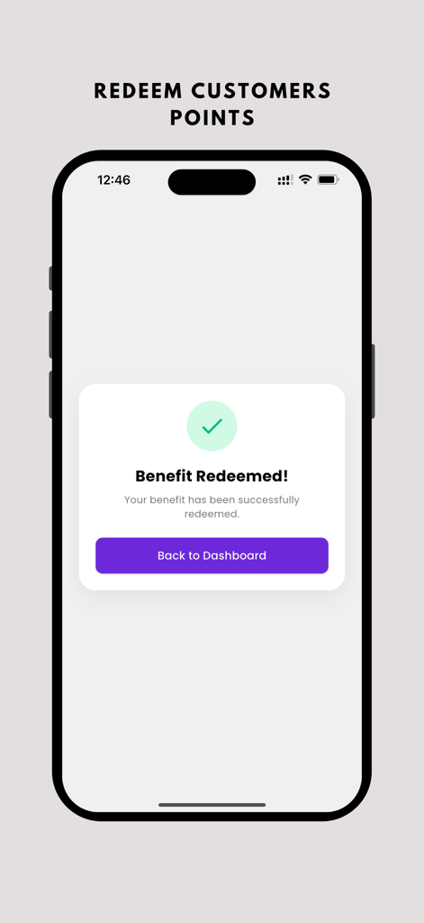 Beloyal-App-Oberfläche mit einer Bestätigungsnachricht für eingelöste Vorteile