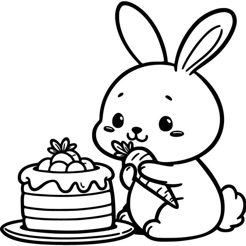 rabbit eating carrot cake