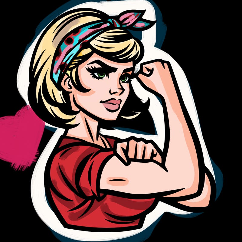 strong woman with a 60s american ad style