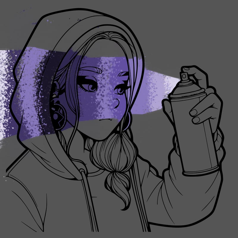 a realistic girl, spray painting
