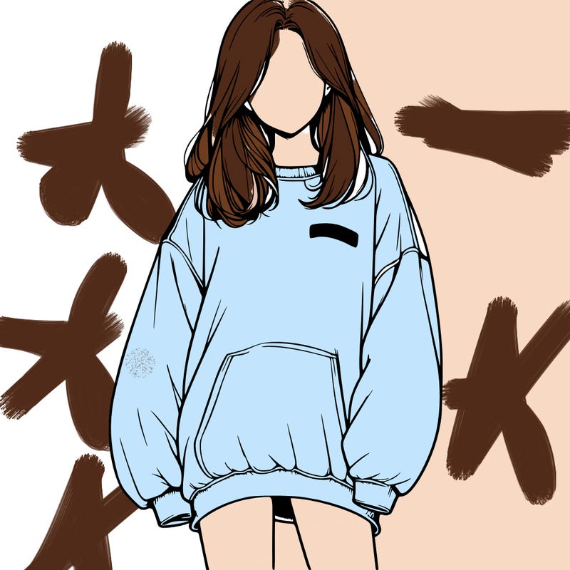 realistic girl in oversized sweatshirt