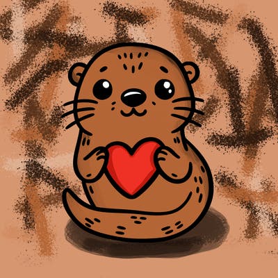 otter with a heart