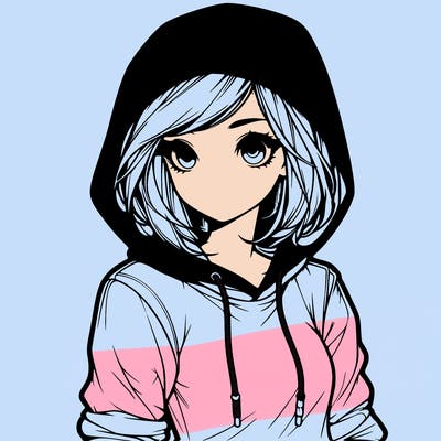 realistic girl with hoodie