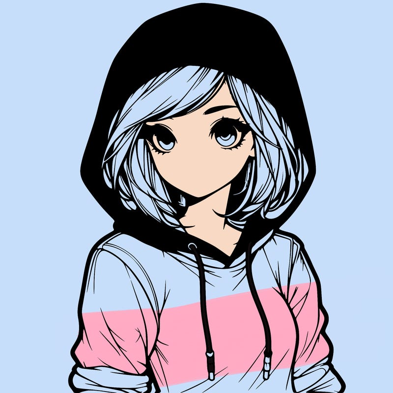 realistic girl with hoodie