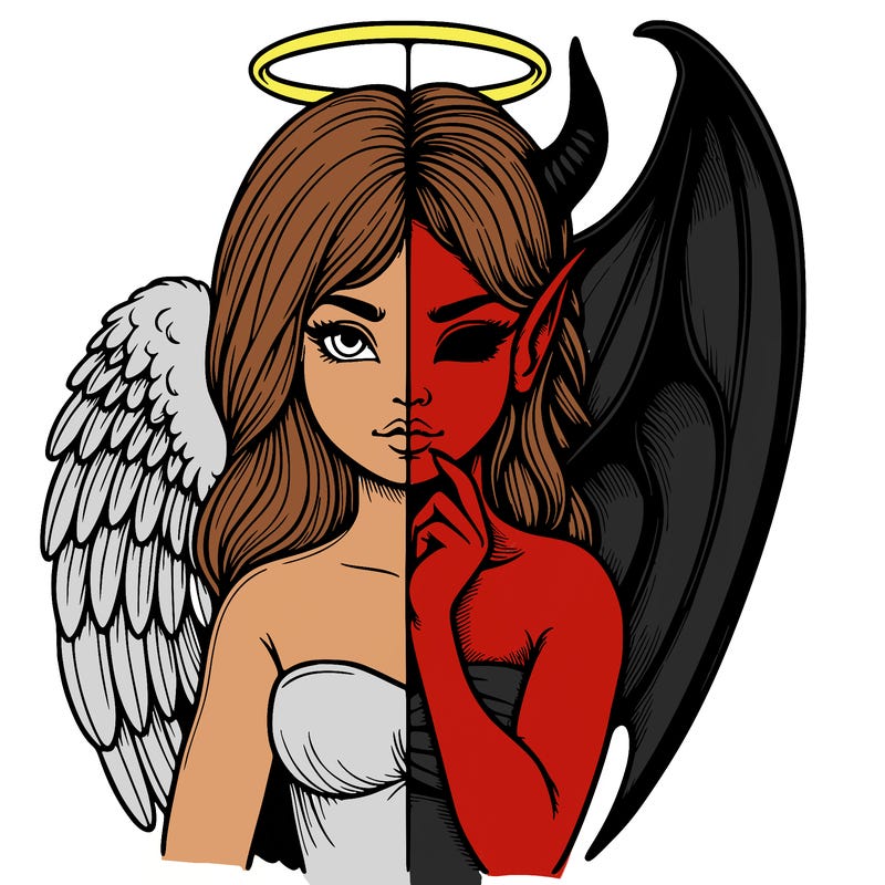 realistic angel half demon