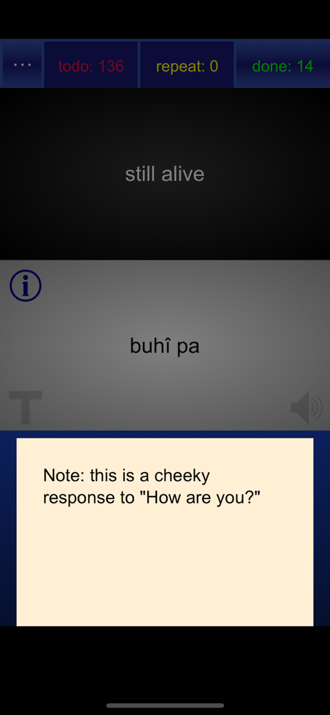 Ilonggo language app screen showing a translation exercise for the phrase still alive with a cultural tip