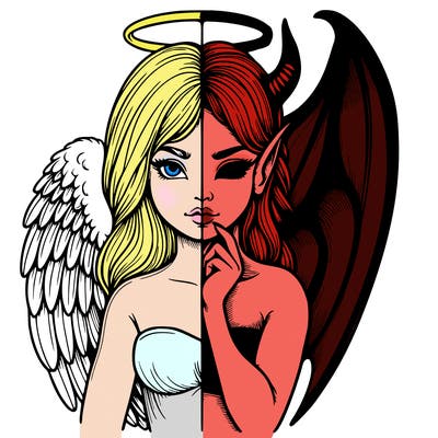 realistic angel half demon