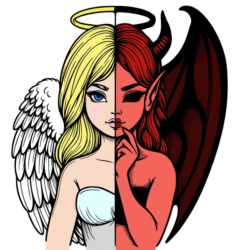 realistic angel half demon