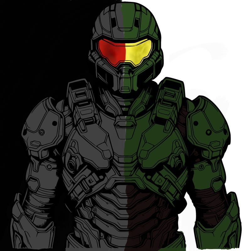 realistic warrior with high tech armor