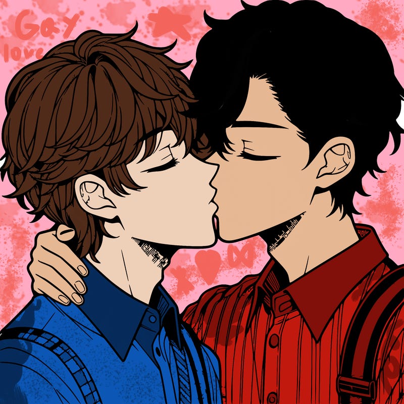 manga boys kissing each other