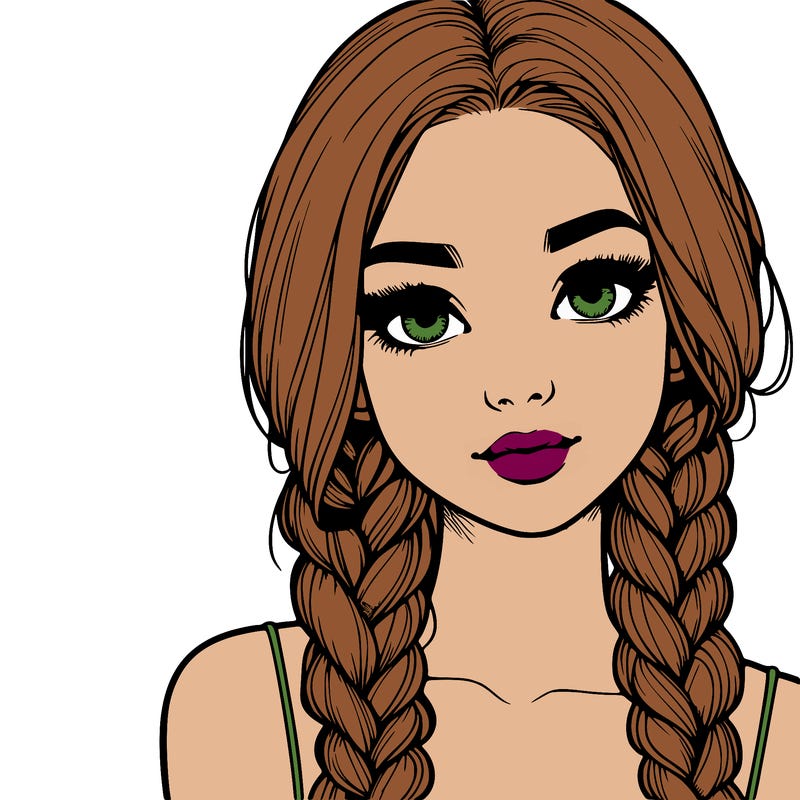 realistic girl with braids