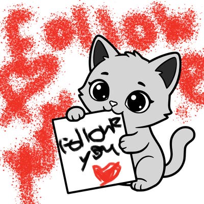 a small cat with a blank sheet of paper in its hand. the cat is sooooooo cute!