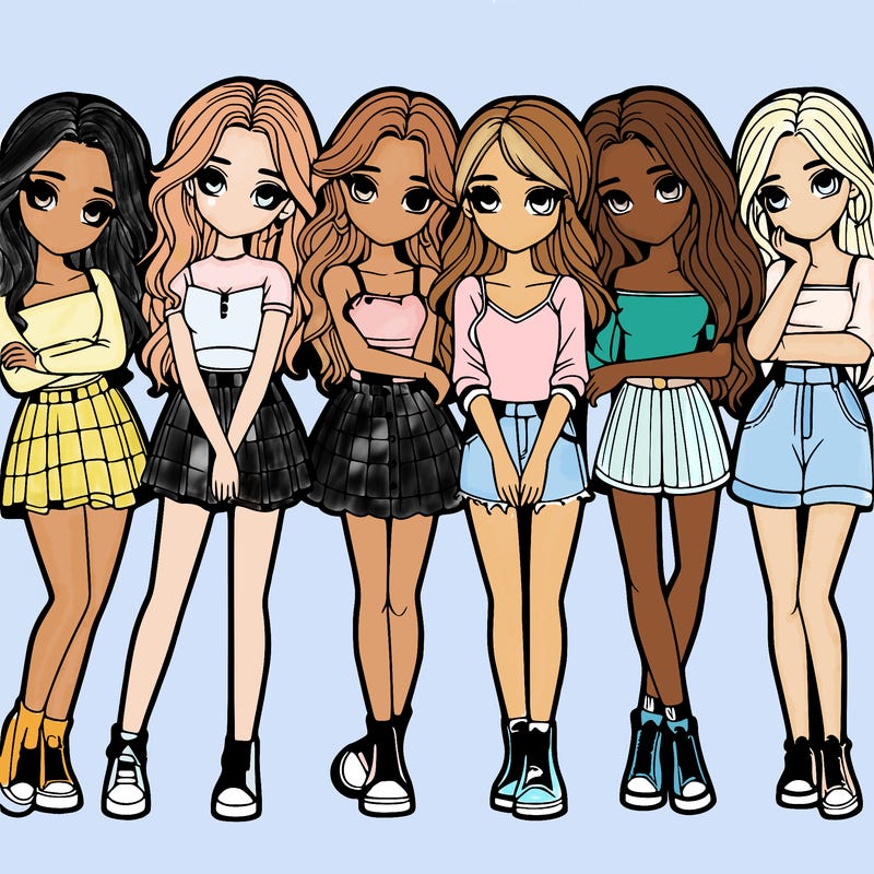 a group of girls realistic