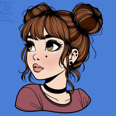 realistic girl with spacebuns