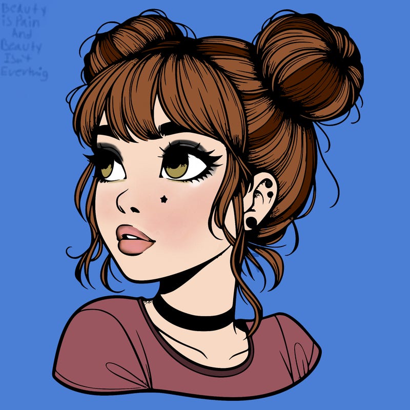 realistic girl with spacebuns