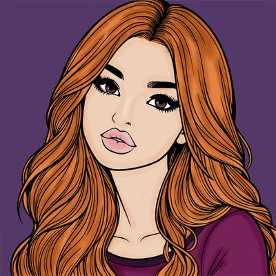 realistic girl with hair on her hair and lips
