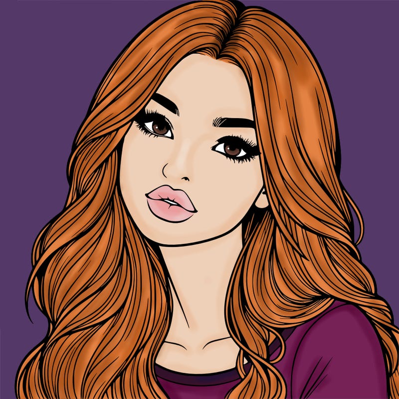 realistic girl with hair on her hair and lips