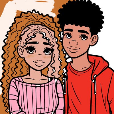 black girl and hispanic boy teen couple
