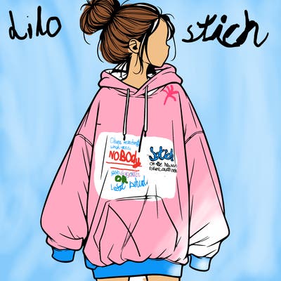 realistic girl with a oversized sweatshirt on and a bun