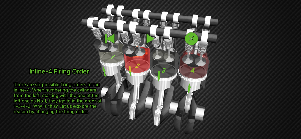 Trans4motor - Engine Simulator - Uma simulação mecânica 3D de um motor em linha 4 demonstrando ordens de ignição e posições de pistão
