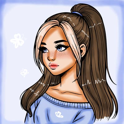 realistic girl with a high ponytail