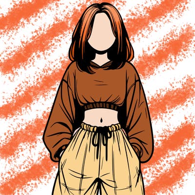 realistic girl faceless with baggy pants and a crop top
